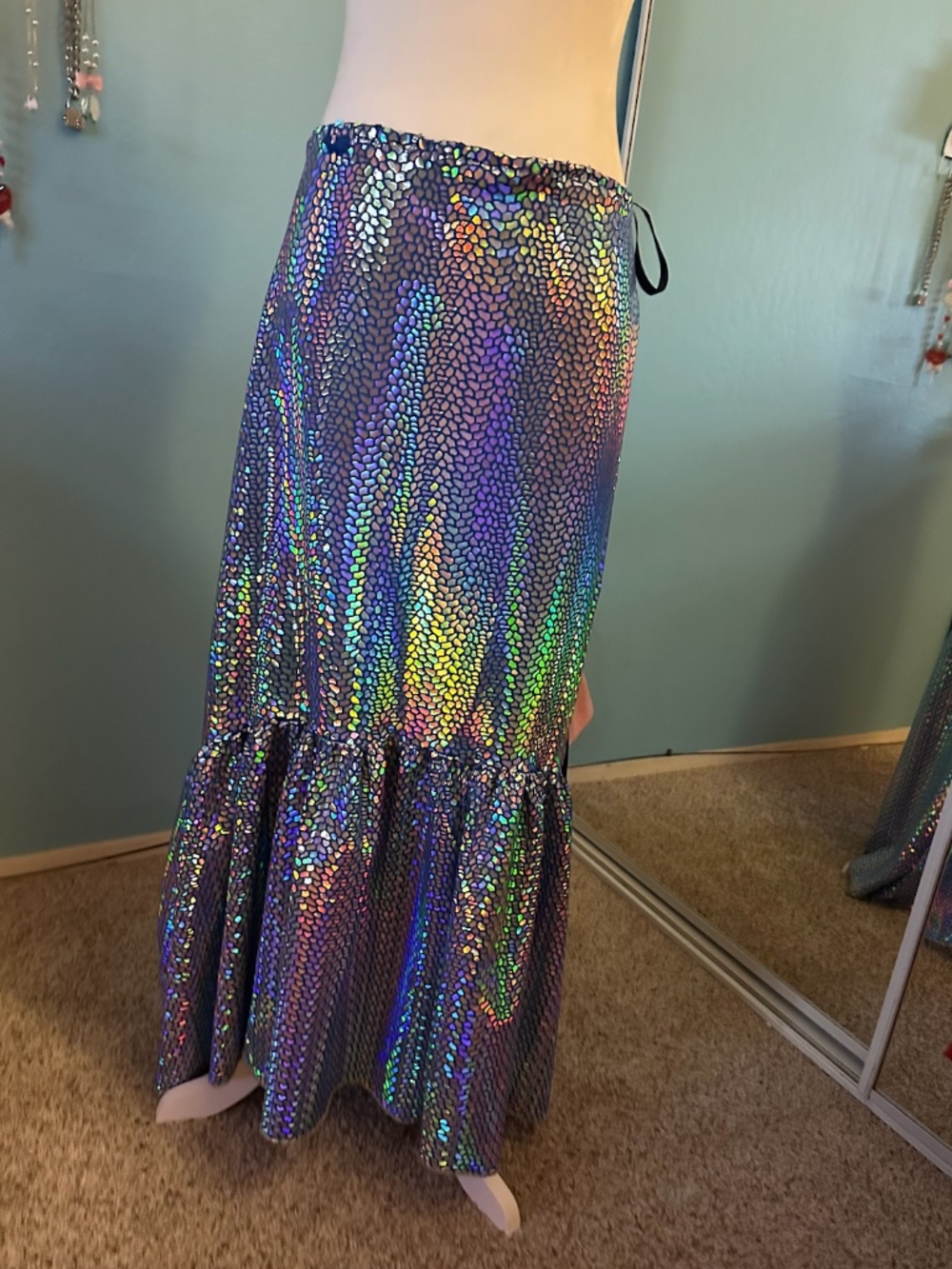 Damsel in this Dress Siren Skirt in Ocean Holographic Spandex